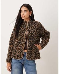 JJXX - Teddy Leopard Print Jacket - Lyst