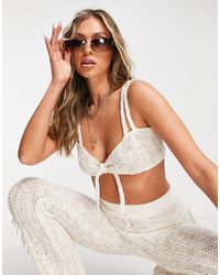 ASOS - Co-ord Tie Front Knitted Bralet - Lyst