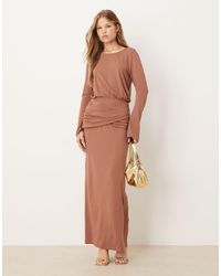 ASOS - Long Sleeve Ruched Wrap Waist Maxi Dress - Lyst