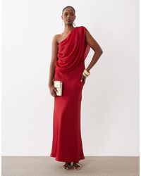 ASOS - Chiffon Draped Shoulder Maxi Dress With Cowl Back Detail - Lyst