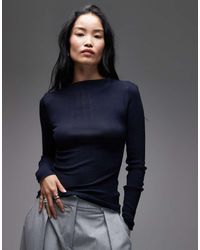 ARKET - Merino Wool Knitted Semi Sheer Wide Rib Mock Neck Top - Lyst