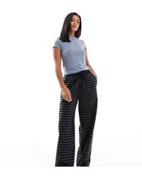 ASOS - Pantalones Negros Y Grises A Cuadros Sin Cierres De Pernera Barrel Con Lazada En La Cintura De Petite - Lyst