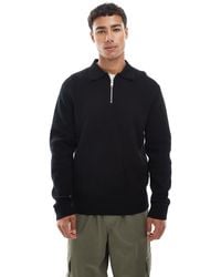 Jack & Jones - Premium Long Sleeve Knitted Polo With Quarter Zip - Lyst