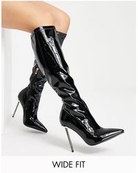 SIMMI - Simmi London Wide Fit Demi Knee Boots With Diamante Stiletto Heel - Lyst