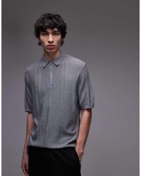 TOPMAN - Polo De Manga Corta Con Cremallera Corta De Punto Texturizado De - Lyst