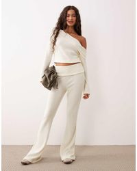 ASOS - Supersoft Brushed Rib Wide Leg Trouser Co-ord - Lyst