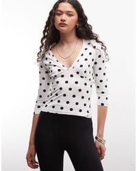 Collusion - Deep V-neck 3/4 Sleeve Top - Lyst