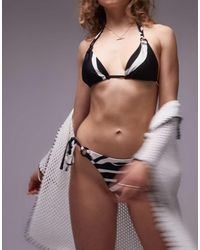 TOPSHOP - Printed Bikini Bottoms With Tie Side Ring Detailing - Lyst
