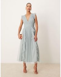 ANAYA - V Neck Waterfall Midaxi Dress - Lyst