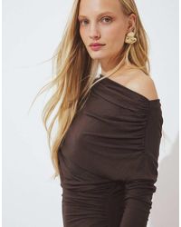 NA-KD - Draped Long Sleeve Mini Dress - Lyst