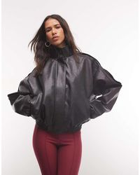 CERNUCCI - Faux Leather Funnel Neck Zip Through Jacket - Lyst