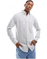 GANT - Camisa oxford blanco a rayas y logo - Lyst