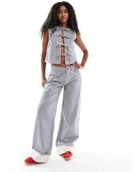 Daisy Street - Mid Rise Wide Leg Turn Up Jeans - Lyst