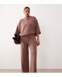 ASOS - Asos Design Curve Knitted Wide Leg Trouser Co-Ord - Lyst