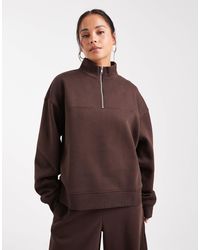 ASOS - Half Zip Brushback Sweatshirt - Lyst