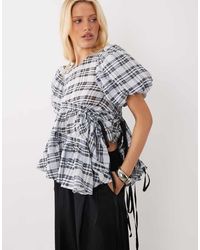 Ghospell - Micaela Top Met Pofmouwen En Gerimpeld Detail - Lyst