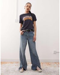 Wrangler - Lightweight Loose Fit Jeans With Front Split Detailing - Lyst
