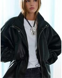 Pull&Bear - Veste effet cuir à col montant e - Lyst