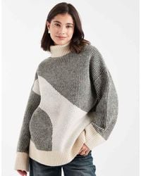 Pieces - Abstract Roll Neck Sweater - Lyst