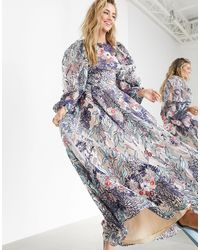 asos edition floral embroidered maxi dress with cutabout skirt