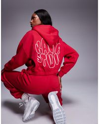 Kaiia - Studio - sweat à capuche d'ensemble zippé en coton mélangé avec imprimé logo bulle au dos - Lyst