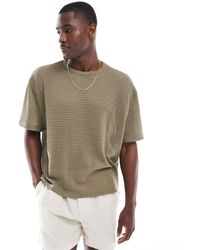 ASOS - T-shirt oversize coupe carrée en crochet - kaki - Lyst