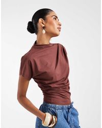 ASOS - Twist Shoulder Drapey Top - Lyst