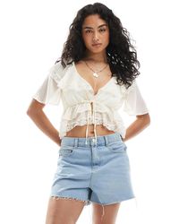 Miss Selfridge - Ruffle Tie Front Blouse - Lyst