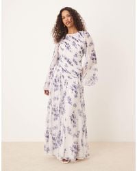 ASOS - Robe longue à imprimé fleuri avec dos nu et taille basse asymétrique - violet - Lyst