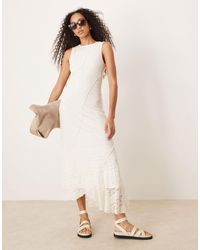 Gina Tricot - Antique Lace Craft Sleeveless Asymmetric Hem Midi Dress - Lyst