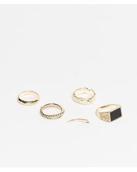 ASOS - Set Van 5 Ringen Met Tijgeroog En Zwarte Agaat - Lyst