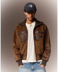 Bershka - Retro Faux Suede Jacket - Lyst