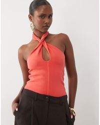 ASOS - Compact Cotton Twist Halterneck Top - Lyst