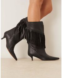 ASOS - Carmine - bottes hauteur genou en cuir à franges - Lyst