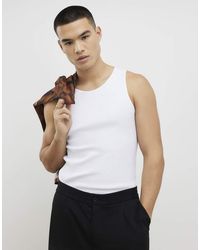 River Island - Muscle Fit Cotton Blend Stretch Vest - Lyst