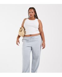ASOS - Asos Design Curve Satin Wide Leg Pull On Trouser In - Lyst