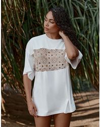 4th & Reckless - X Loz Vassallo Soleil Crochet Panel Beach T-shirt Co-ord - Lyst