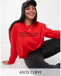 ASOS - Asos Design Curve - Kerstmis - Sweatshirt Met Favourite Jumper-print - Lyst