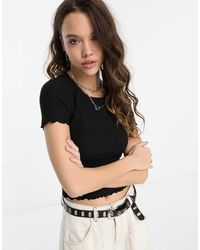ONLY - Cropped Lettuce Edge T-Shirt - Lyst