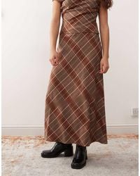 Reclaimed Vintage - Check Print Tailored Maxi Skirt Co-Ord - Lyst