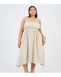 Brave Soul - Curve Strappy Shirred Hankerchief Hem Midi Dress - Lyst