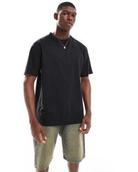 Threadbare - Camiseta Negra Con Cuello Redondo De Tejido De 220 G/M² Rico En Algodón De - Lyst
