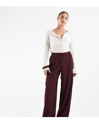 Only Petite - Textured Wide Leg Trousers - Lyst