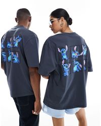 ASOS - T-shirt unisex oversize grigia con stampe multiple disney di stitch - Lyst