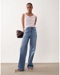 ASOS - Asos design tall jean droit à jambe large délavé moyen - Lyst