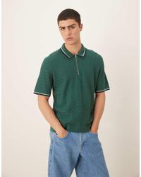 Abercrombie & Fitch - Knitted Half Zip Polo Top With Contrast Binding - Lyst