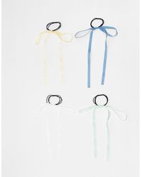 Pieces - 4 Pack Bow Detail Hairbands - Lyst