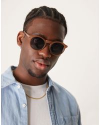 ASOS - Round Retro Sunglasses With Smoke Lens And Frame - Lyst
