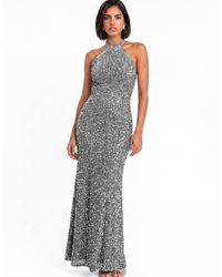 Maya - Fully Embellished Halter Neck Velvet Maxi Dress - Lyst