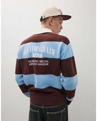 Bershka - Contrast Stripe Polo Collar Jumper - Lyst